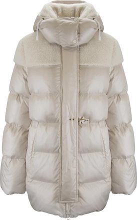 Fay Dames Donsjas met Automatische Knoop- Rits- Haak - Dames - Gewatteerde jassen - Beige - XL - Jassen