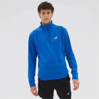 New Balance Running Shirt Heat Grid Half Zip Top In Cobalt Blue