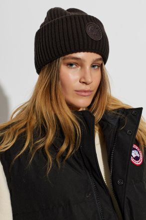 Canada Goose Wool Beanie With Logo Patch, Unisex, Brown