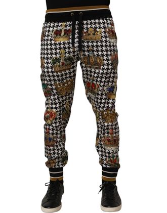 Dolce & Gabbana Houndstooth Crown Print Joggers - Multicolor