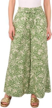 Vince Camuto Palm Print Wide Leg Cotton Pants in Olive at Nordstrom Rack, Size Xx-Small