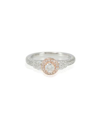 Suzy Levian Certified 18K Two-Tone 0.79 Ct. Tw. Diamond Halo Ring
