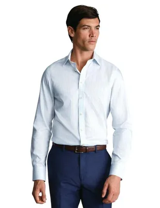 CHARLES TYRWHITT Non-Iron Puppytooth Cutaway Collar Shirt in Light Blue at Nordstrom, Size 16 X 35