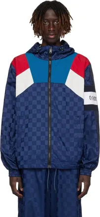 Tommy Hilfiger Mens Checkerboard Colour-Blocked Hooded Track Jacket Blue Clothing > Coats &