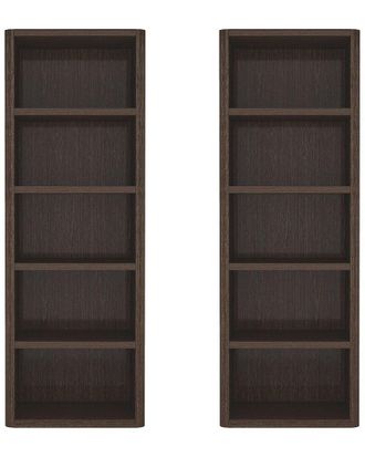 Manhattan Comfort Set Of 2 Rivington Modern Open Bookcases (5-Shelf)