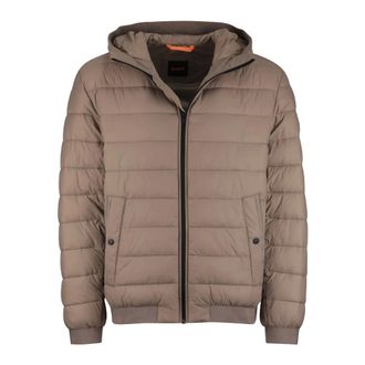 HUGO BOSS Jassen, Heren, Bruin, XL, Leer, Puffer Winterjas