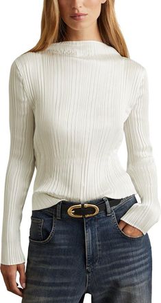 Reiss Ember High Neck Pleat Top