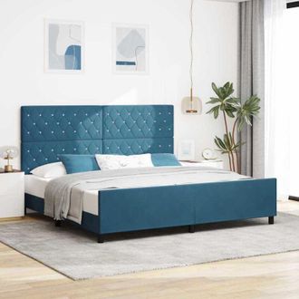 vidaXL Estructura De Cama Azul Oscuro 200 X 200 Cm Terciopelo Vidaxl