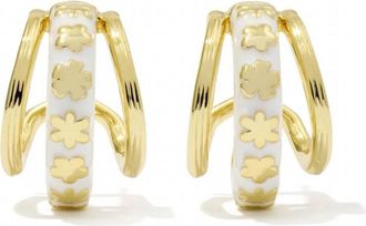 Kendra Scott Womens Jane Huggie Earrings In Gold/white Enamel