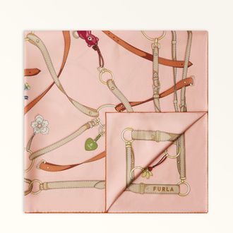 Furla Tortona Carr&eacute; Toni Rosewood Pink Silk Twill With Furla Charms Print Woman