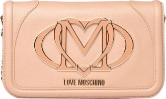 Love Moschino Rectangular Crossbody Bag With Metallic Logo And Chain Strap