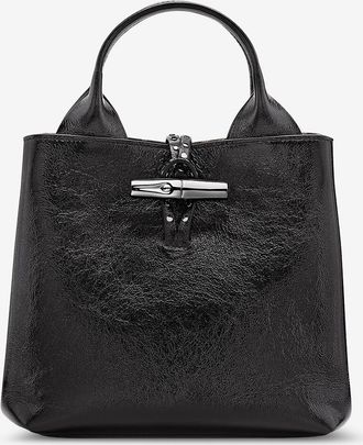 Longchamp Bucket-Tasche aus knittrigem Leder Le Roseau S