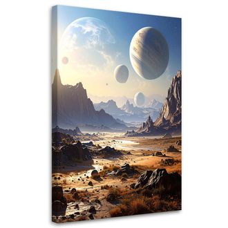 Feeby Cuadro En Lienzo Planetas Espacio Monta&ntilde;as Naturaleza 70x100