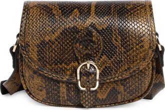 Longchamp 1980 Snakeskin Embossed Small Flap Crossbody Bag in Bronze at Nordstrom Rack