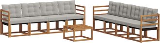 vidaXL Conjunto De Sof&aacute;s De Exterior 9 Uds. Gris Natural Y Claro Vidaxl