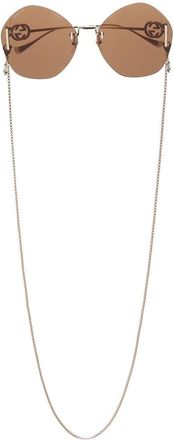 Gucci frameless logo-engraved sunglasses - women - Polyamide/Metal (Other) - 65 - Gold