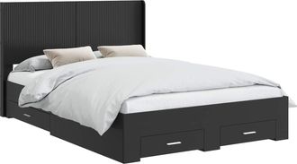 vidaXL Estructura De Cama Con Almacenamiento Y Cabecero Negro Vidaxl