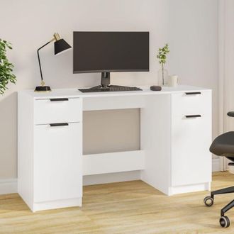 vidaXL Vidaxl - Scrivania con Mobile Laterale Bianco in Legno Multistrato