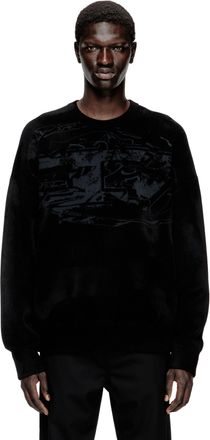 Diesel Chenille-jacquard jumper with logo motif - Knitwear - Man - Black