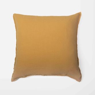 Maison d'&eacute;t&eacute; Funda de cojin de algod&oacute;n y lino curry 65X65 CM