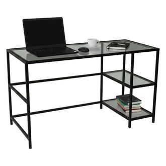 Dmora Escritorio Doris, Escritorio Multiusos, Mesa De Oficina Para Pc, El Plan De Trabajo, 130x60h75 Cm, Negro, Con Embalaje Reforzado - Dmora