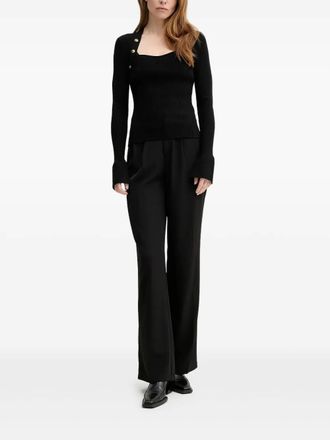 The Kooples button-detailed ribbed-knit sweater - women - Viscose/Polyamide/Elastane - 40 - Black