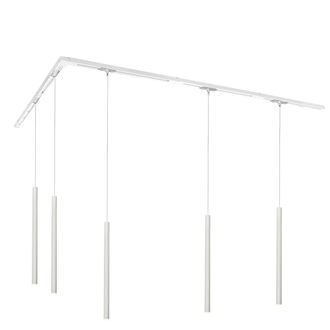 QAZQA Moderno Sistema De Iluminaci&oacute;n De Riel Moderno Con 5 Luces Colgantes Blanco 1 Fase - Iconic Frini Aluminio /acero /pl&aacute;stico Alargada Adecuado Para Led