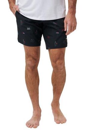 Travis Mathew Red White & Booyah Board Shorts in Black at Nordstrom Rack, Size 34