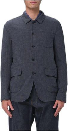 Emporio Armani Overshirt in Cotone - Heren - Jassen - Blauw - Maat: 2XL Katoen