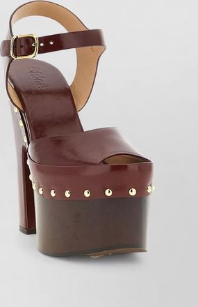 Chlo&eacute; leather studded platform clog sandals