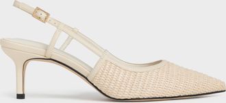 Charles & Keith Raffia Pointed-Toe Slingback Pumps