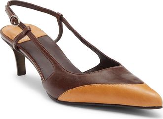 Jeffrey Campbell Booshky Slingback Pointed Toe Pump in Brown Tan Combo at Nordstrom, Size 6.5