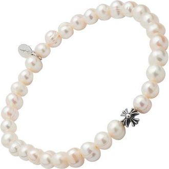 Jan Leslie Freshwater Pearl Stretch Bracelet With Sterling Silver Fluted Star Spacer at Nordstrom