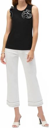 Joseph Ribkoff Knit Chiffon Sleeveless Top In Black/vanilla