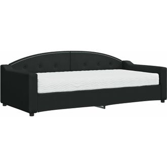 vidaXL Sof&aacute; Cama Con Colch&oacute;n Tela Negro 90x200 Cm Vidaxl