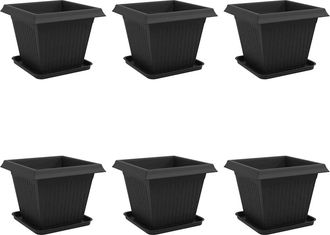 vidaXL Macetas 6 Uds. Negro Pl&aacute;stico Vidaxl