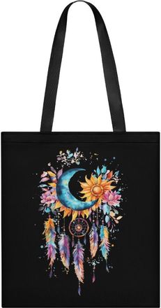Generic Watercolor Moon Dream Catcher Womens Tote Casual Shopping Bag Lightweight Shoulder Bags Hobos Handbag for Work Travel Daily 35x40cm
