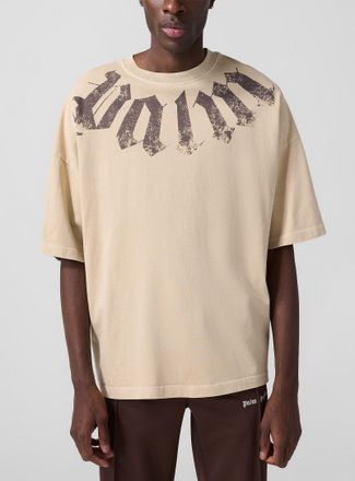 Palm Angels Mens Oversized aged logo T-shirt