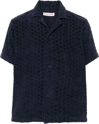 Orlebar Brown Howell geometric pattern shirt - men - Cotton - M - Blue