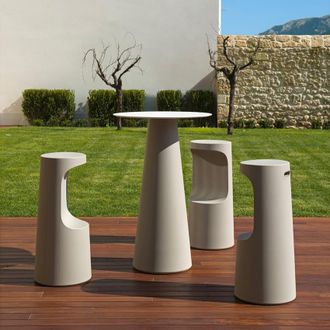 Plust Mesa Auxiliar Alta Redonda Para Taburetes De Bar Di&aacute;metro 60 Cm Dise&ntilde;o Moderno Fura T1-h - Beige