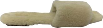 Aeyde Anna Shearling Slides in White Wool