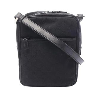 Gucci Pre-owned GG Canvas Leren Schoudertas - unisex - Pre-owned - Zwart - Maat: ONE Size Leer