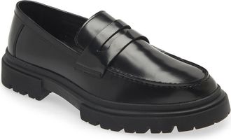 Steve Madden Zaccai Lug Sole Penny Loafer in Black at Nordstrom Rack, Size 10.5