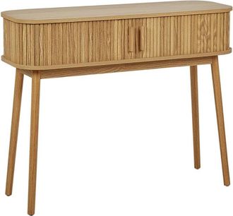 Beliani Mesa consola puertas correderas MDF patas de madera maciza madera clara Selah