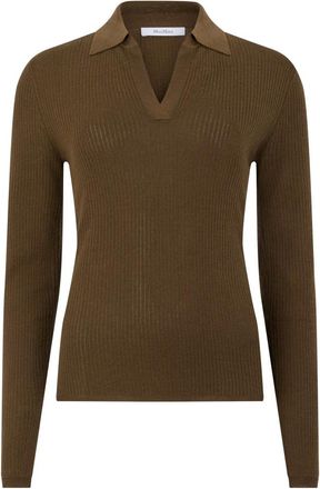 Max Mara Truien & Vesten, Dames, Bruin, L, Kasjmier, Kasjmier en Zijde Polo Trui