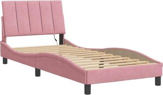 vidaXL Estructura De Cama Con Luces Led De Terciopelo Rosa 90x190 Cm Vidaxl