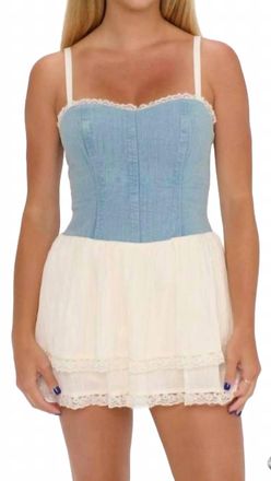 Show me your Mumu Geneva Mini Dress In Indigo W Cream