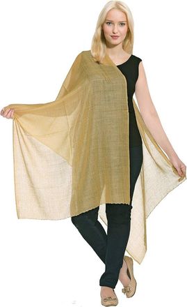 World of Shawls Luxurious Kashmiri Fine Wool & Cashmere Pashmina Shawl Wrap Scarf (Gold)