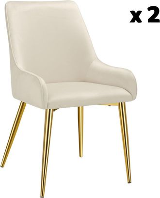 TecTake 2 Sillas de comedor tapizadas, acero, aspecto aterciopelado, beige