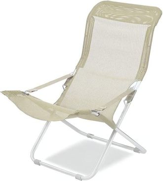 Fiam Poltrona Sdraio Da Esterno Regolabile In 3 Posizioni Linea Fiesta Con Telaio In Acciaio Bianco e Telo In Texfil Beige
